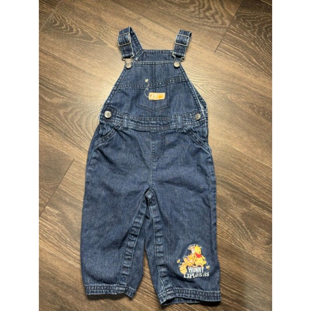 Vintage Disney Baby Winnie the Pooh Denim Overalls 6-9 months, Hunny Explorers